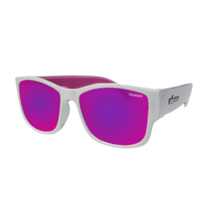 GM113PMPF Gafas de Sol Polarizadas Blanco con lente espejo rosa UV400 y espuma rosa que flotan