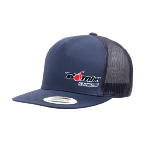Gorra classico snapback, azul marino, con diseño de Bomber Eyewear bordado en el frente.